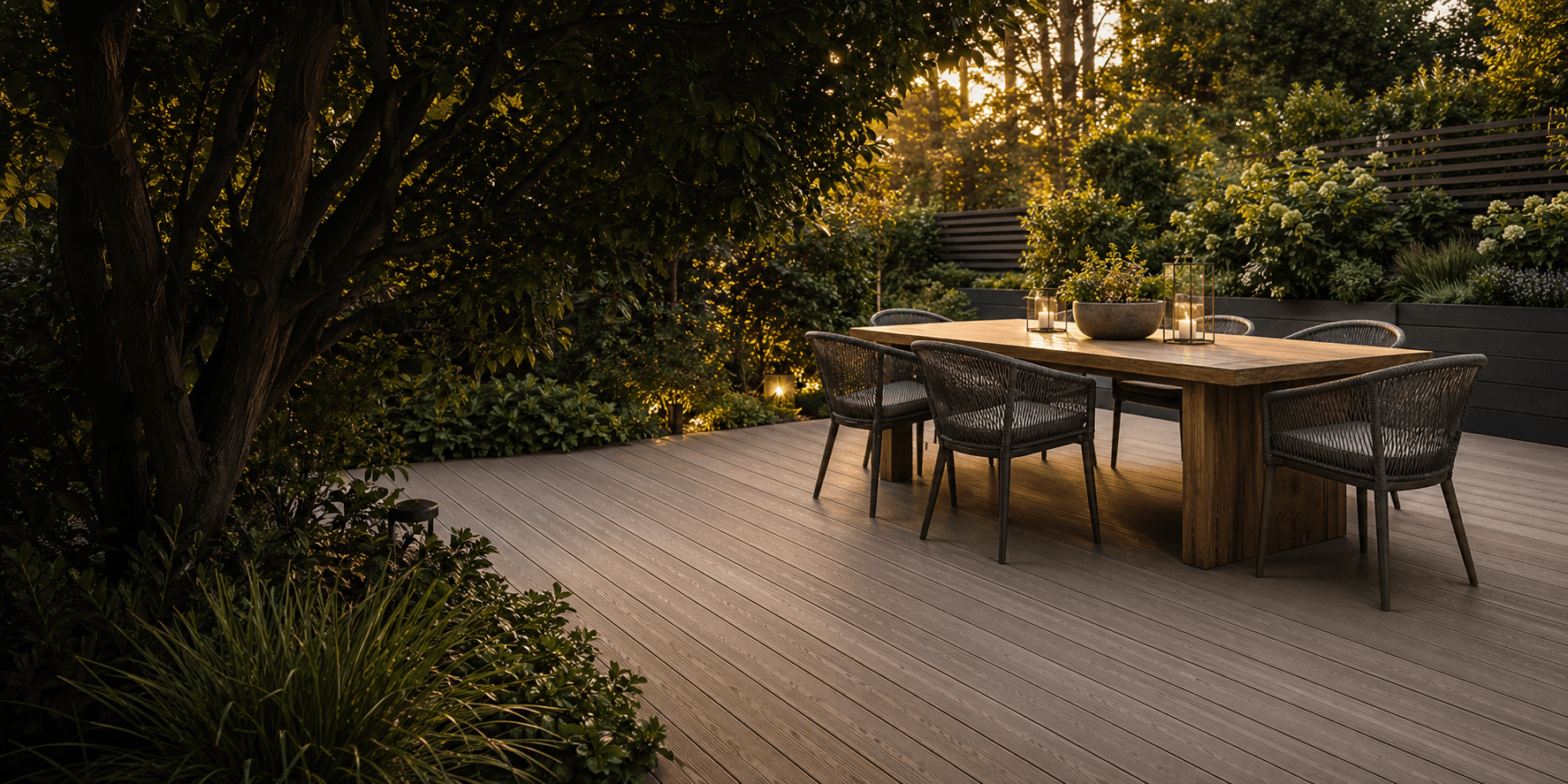 Outdoor limestone dining terrace